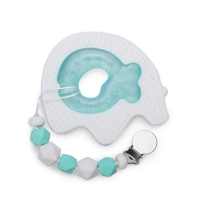 Набор прорезывателей с держателем Happy Baby (white and mint)