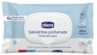 Салфетки влажные очищающие Chicco с клапаном, 72 шт.