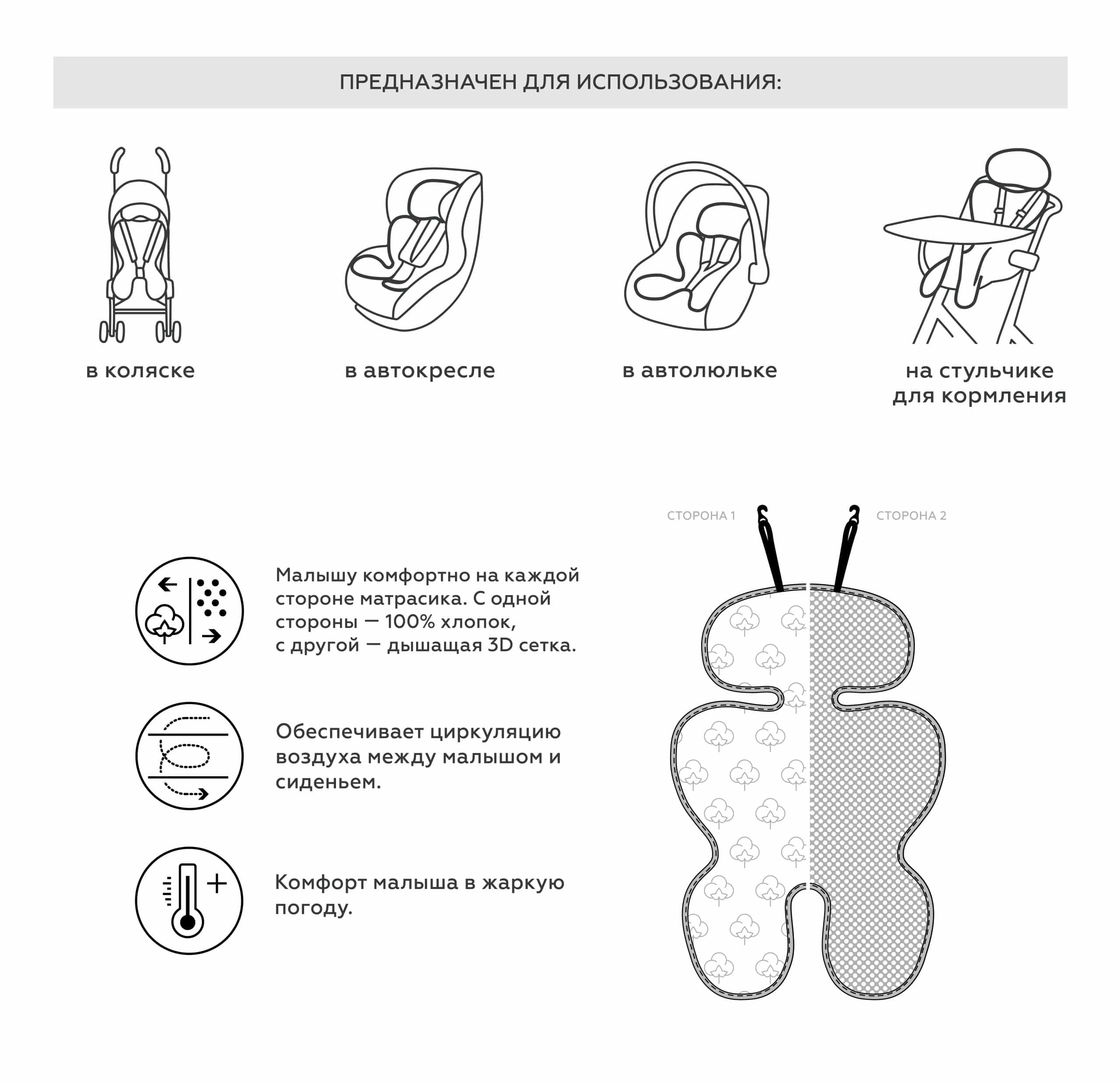 матрас-02 Дышащий двусторонний 3D матрасик Leokid Double 8