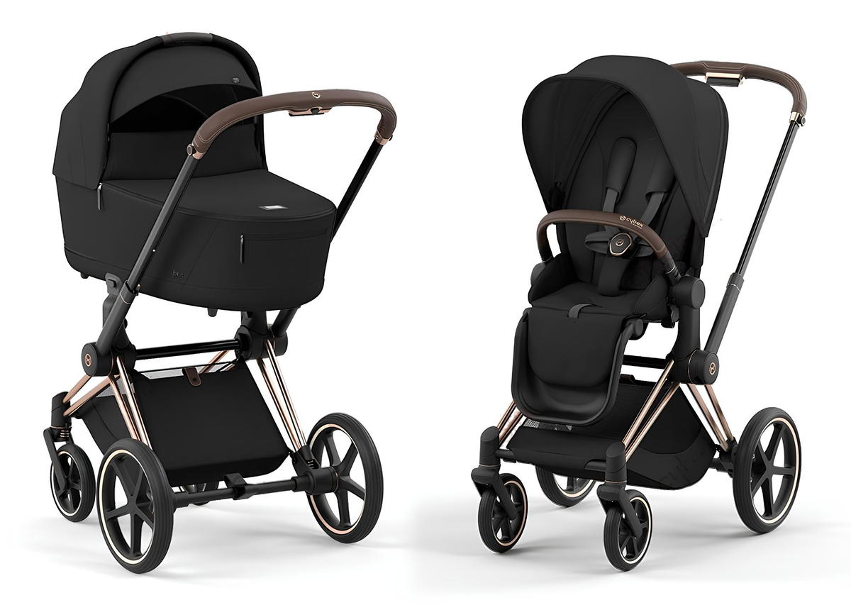 Коляска 2 в 1 Cybex Priam IV Sepia Black рама Rosegold 2