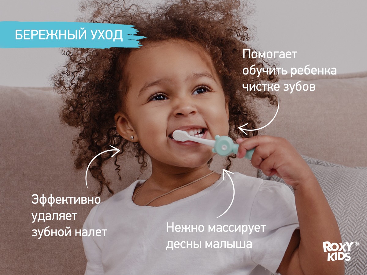 baby_toothbrush_teddy_blue_mint_208966468d Зубная щетка для детей Roxy Kids Мишка ультрамягкая 10000 щетинок, 2шт. 3