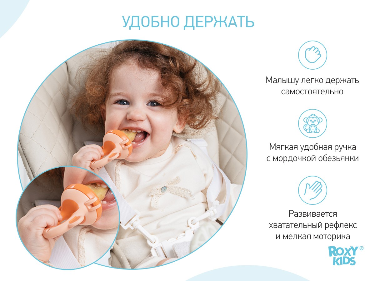 nibler_monkey_orange_4eb3750d5b Ниблер Roxy Kids для прикорма с силиконовой сеточкой Monkey 3