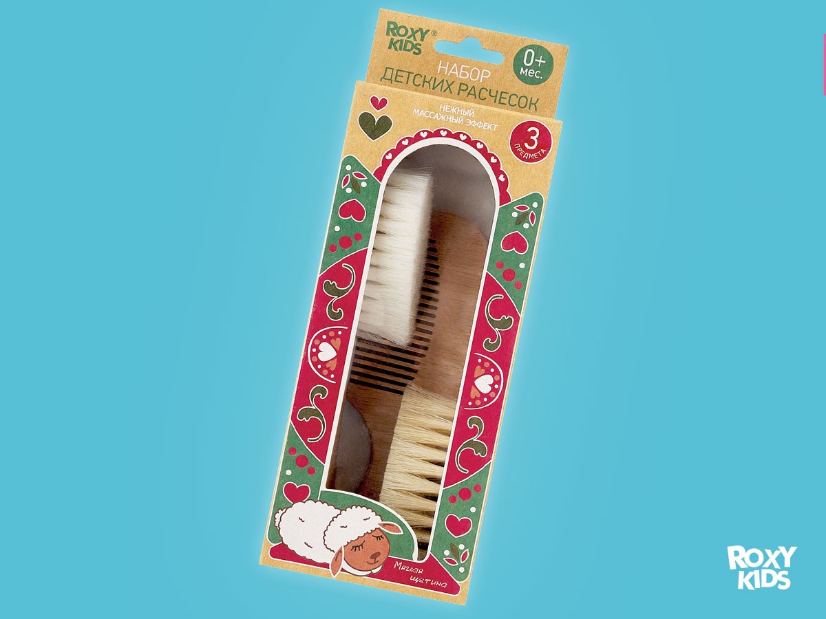 baby_wooden_hairbrushes_7a56c82c92 Набор 3 в 1 Roxy Kids две расчески-щеточки деревянные c мягкой щетиной и гребень 10