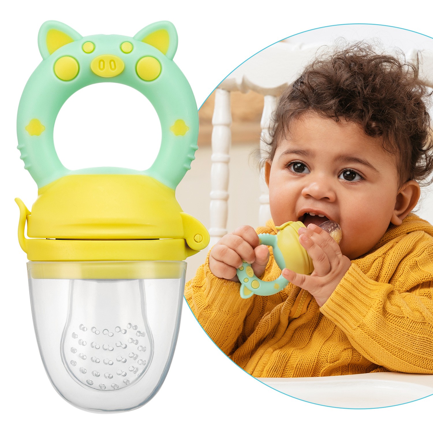 nibler_piggy_mint_f232774675 Ниблер Roxy Kids для прикорма с силиконовой сеточкой Piggy 1