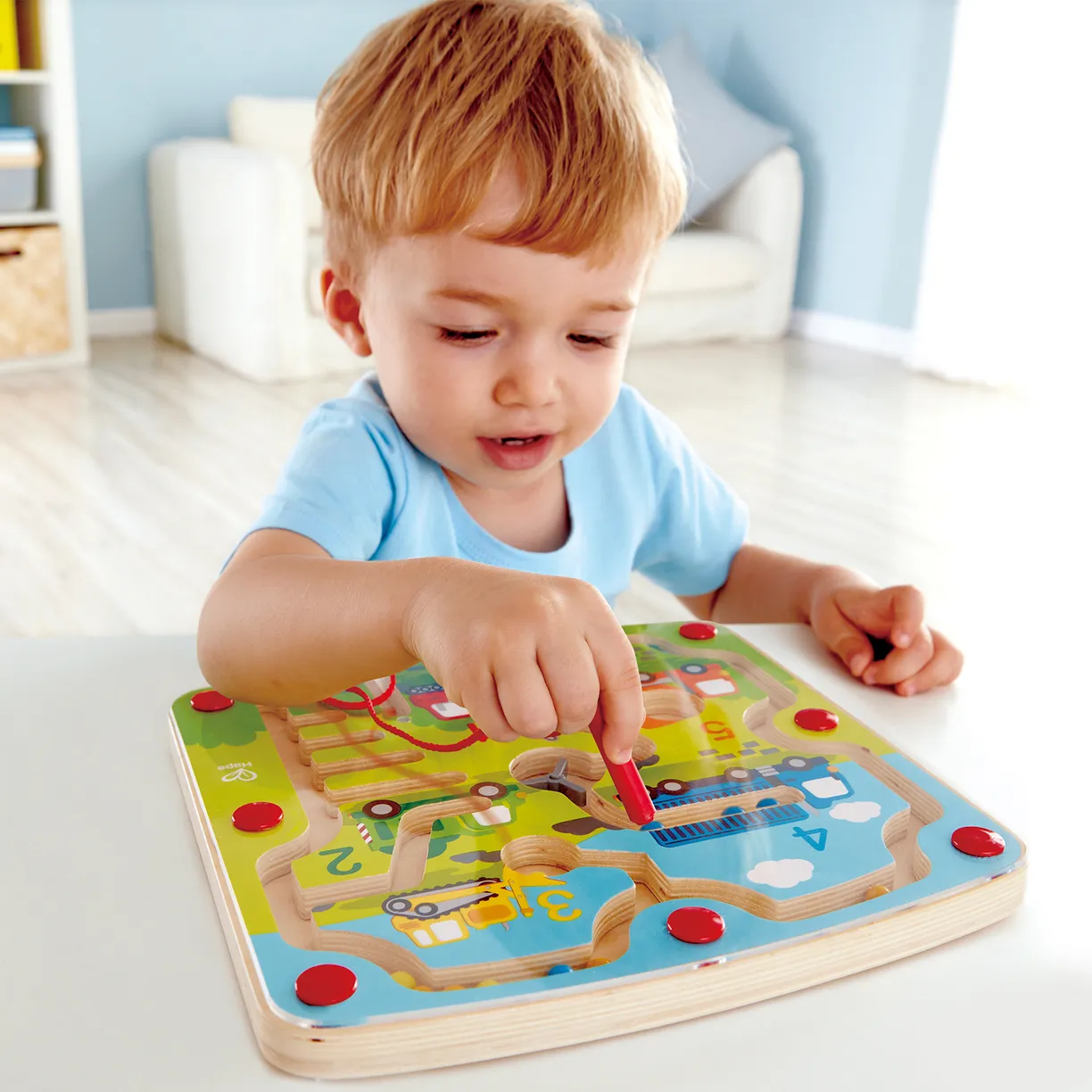 odhdh75YGWEzHmblJf9QL61KOdQ64vZnARlLr968hTM= Игрушка Hape магнитный лабиринт "Транспорт" (Учим цвета и цифры) 2