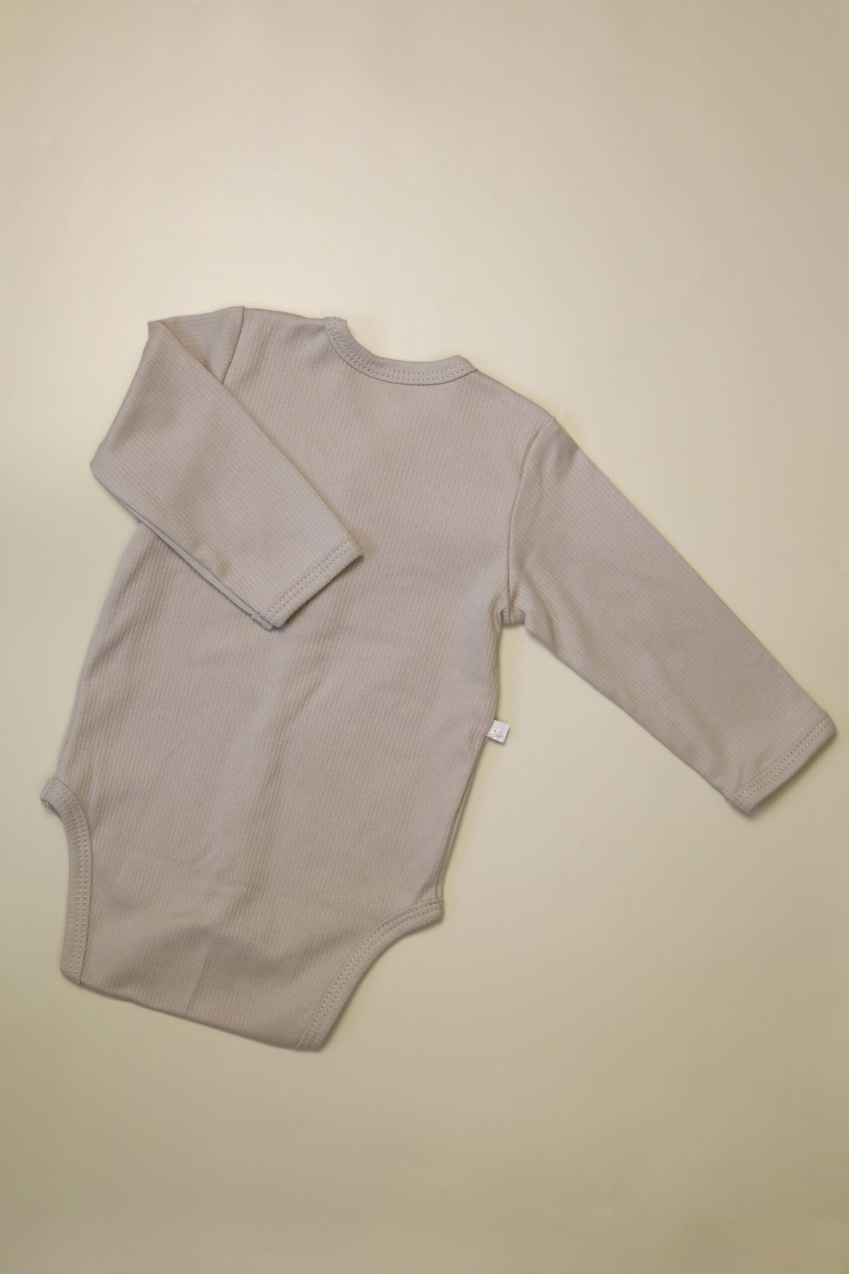 Боди MATUSHKIN прямая застежка, длинный рукав, швы внутрь, интерлок-лапша, цвет серо-бежевый