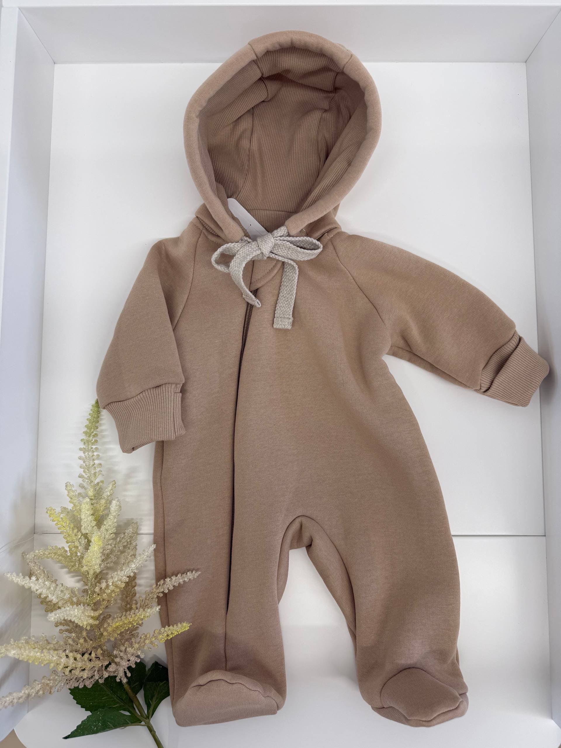 Комбинезон MATUSHKIN с отстег.капюш,на молнии в ножку,манжеты с отворотом,закр.ножки,футер с начесом 1 бежевый