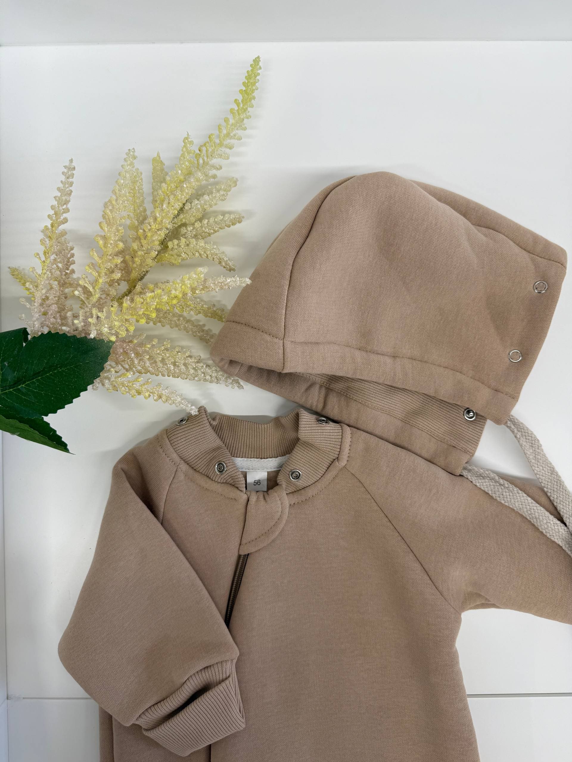 Комбинезон MATUSHKIN с отстег.капюш,на молнии в ножку,манжеты с отворотом,закр.ножки,футер с начесом 4 бежевый