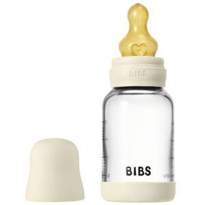 Бутылочка для кормления BIBS с латексной соской стеклянная, медленный поток 120 мл